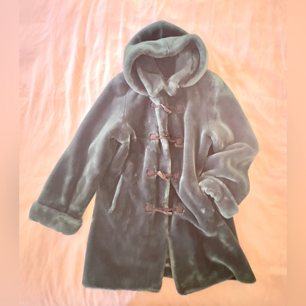 Dennis Basso Teal Faux Fur Coat